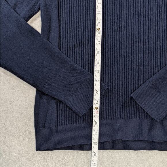 J.McLaughlin Seaspray Knit Top Sweater Navy Blue Gold Button Shoulder Size XL - Picture 10 of 16